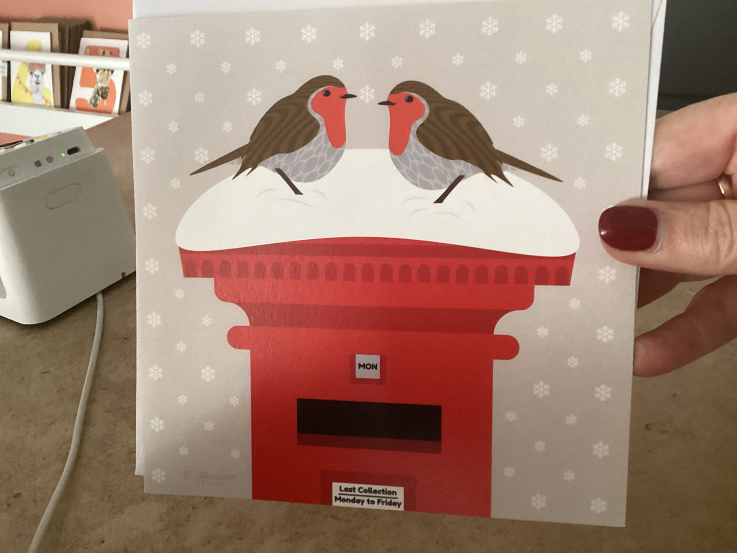 Christmas Card -Robins on a postbox