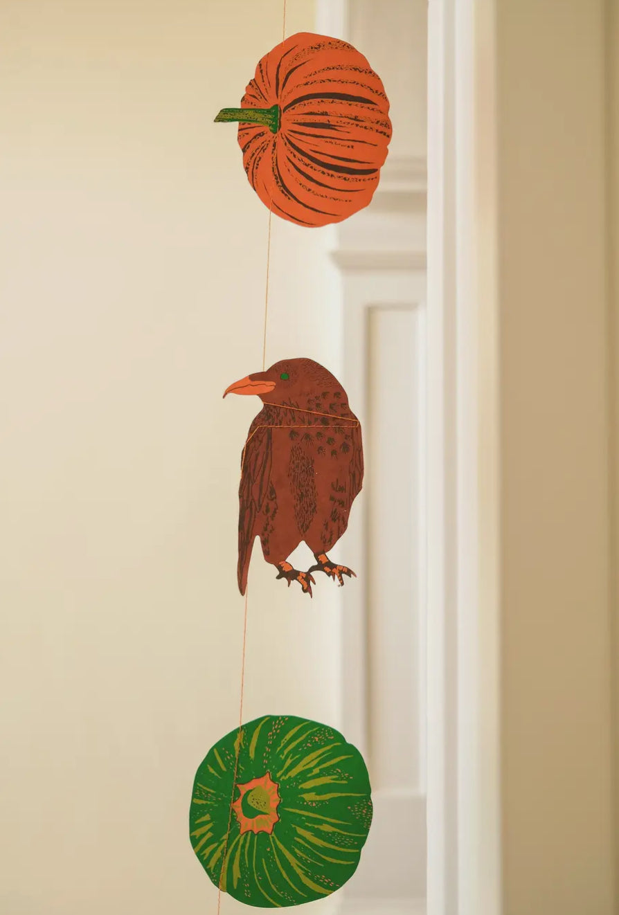 Halloween Decoration - Printed Paper Pumpkin & Cat Garland