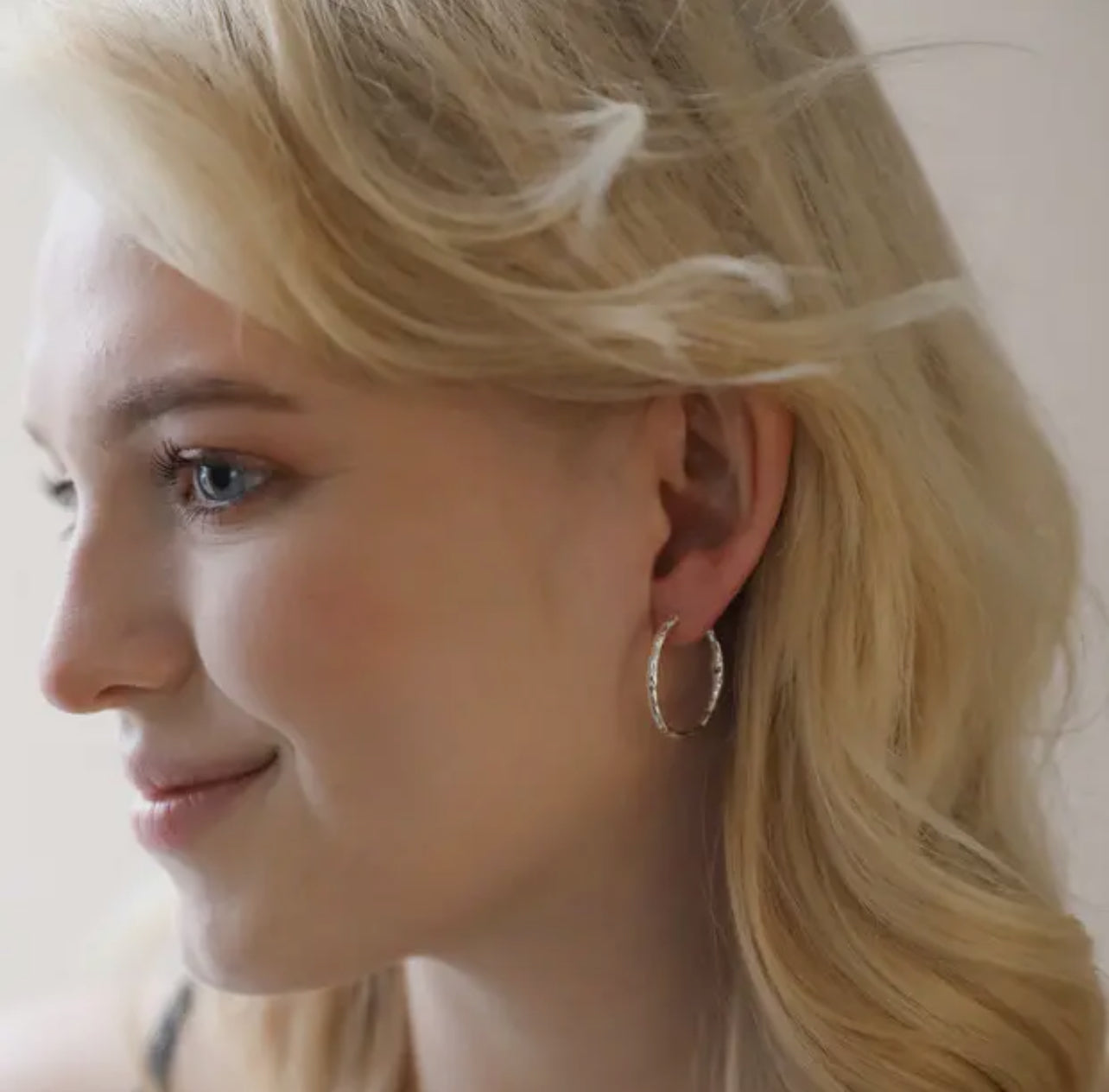 Textured Silver Hoop Earrings