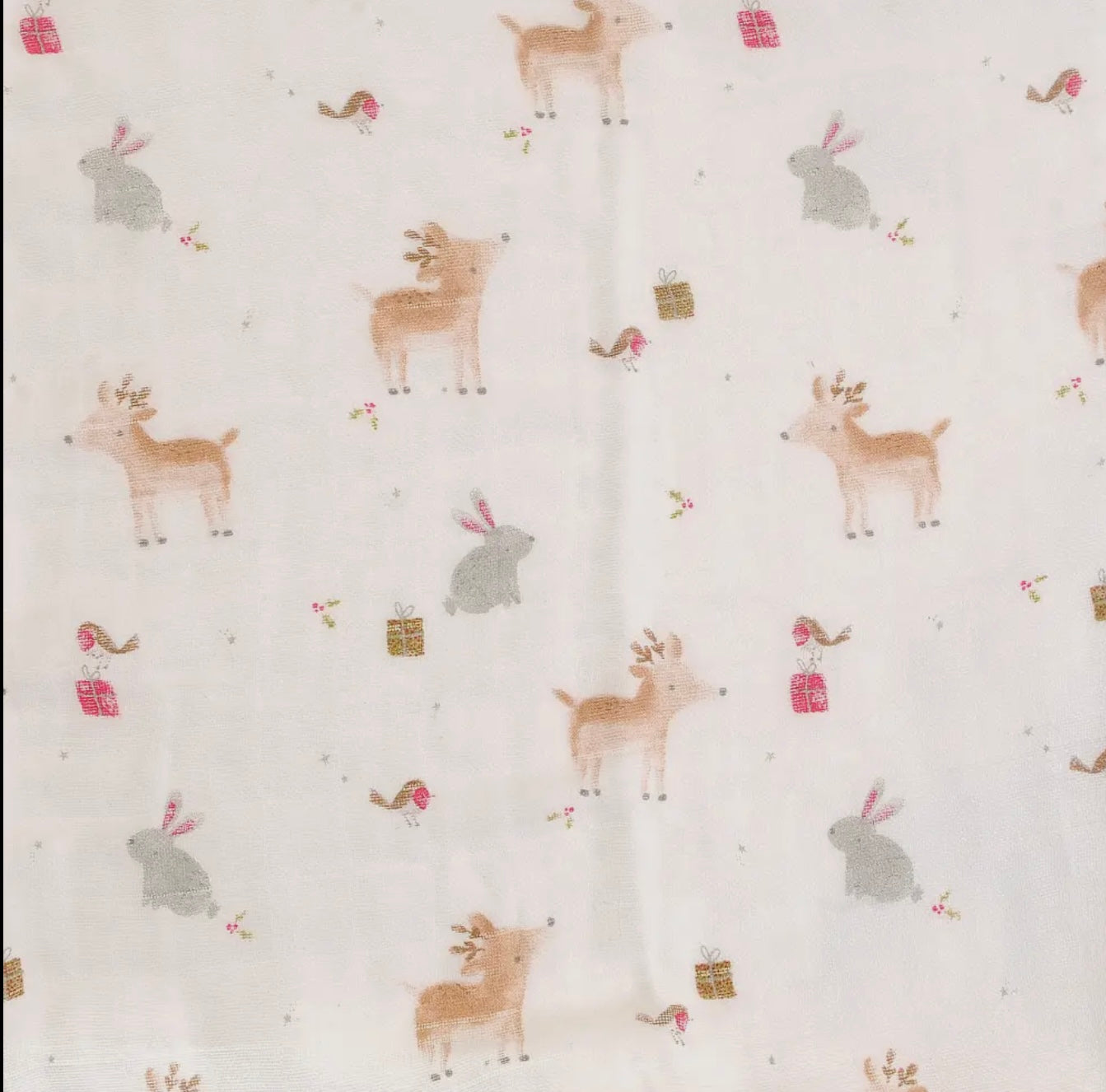 Christmas Reindeer and Rabbit Muslin
