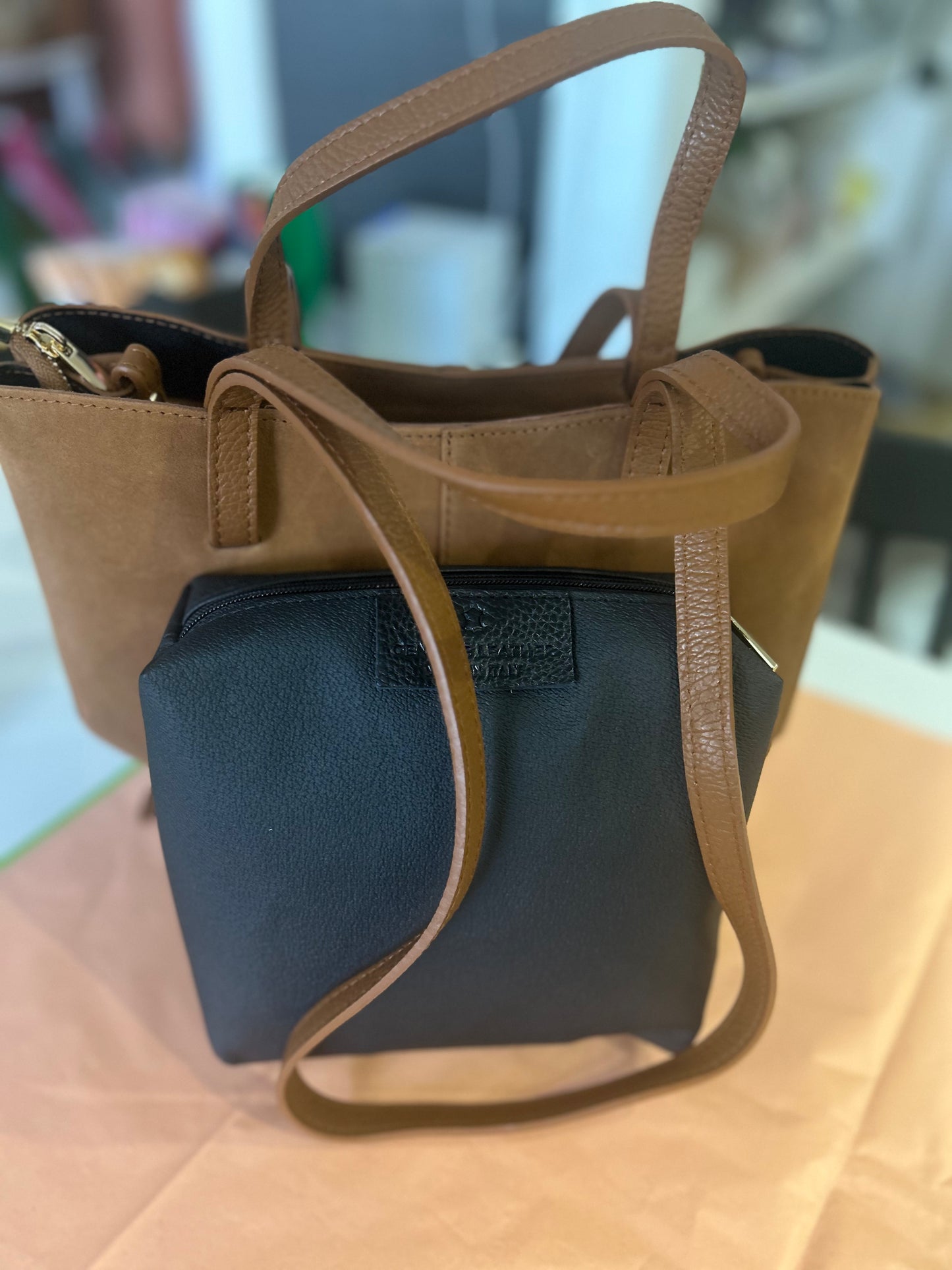 Carly Italian Suede Leather Tan Shoulder Bag