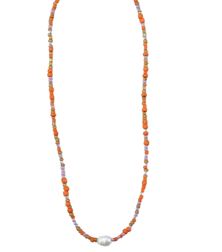 Bali Glass Beaded with Fresh water Pearl Necklace