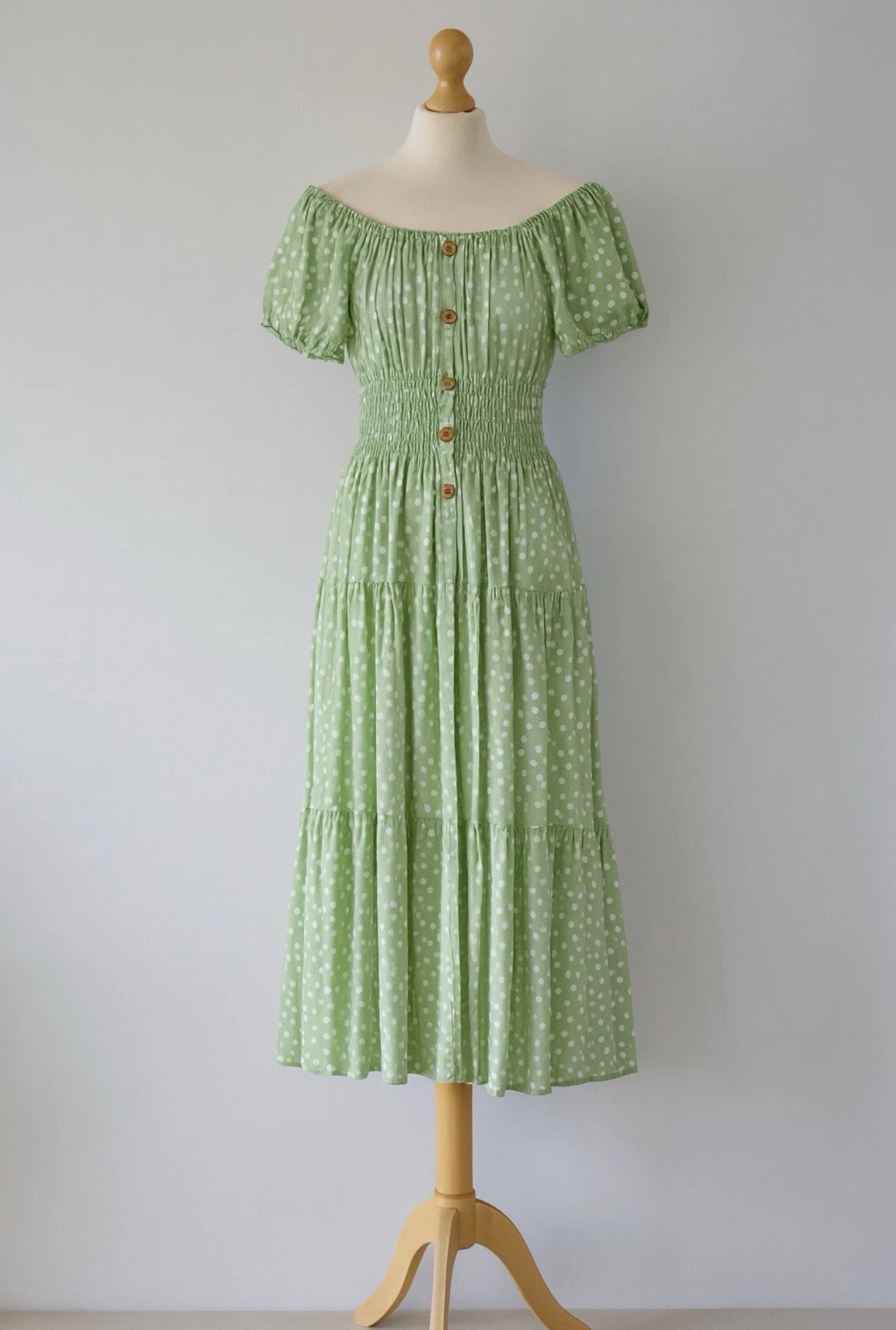 Polka Dot Maxi Bardot Summer Dress