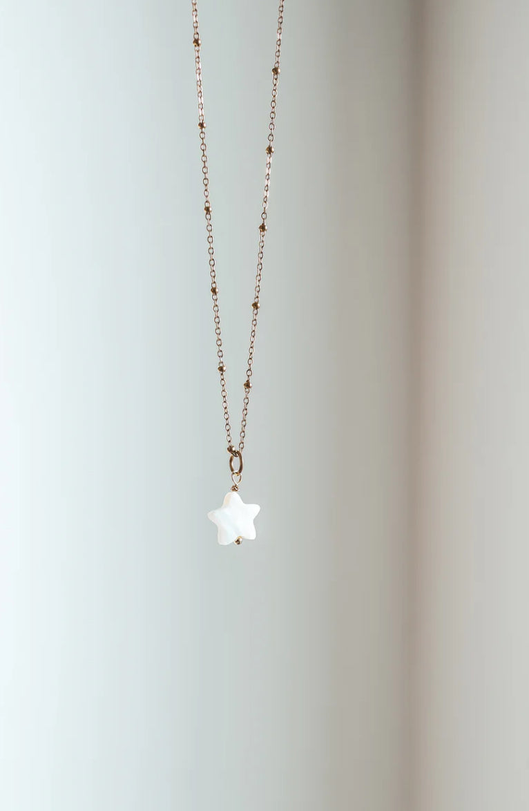 Bali Mother of Pearl star gold Necklace