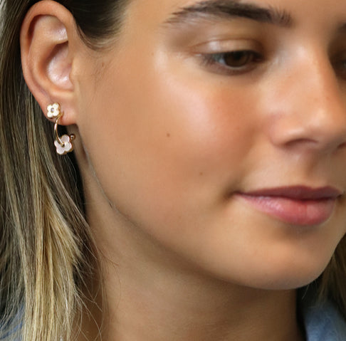 Hoop Quatrefoil Earrings - 14k Gold Plated