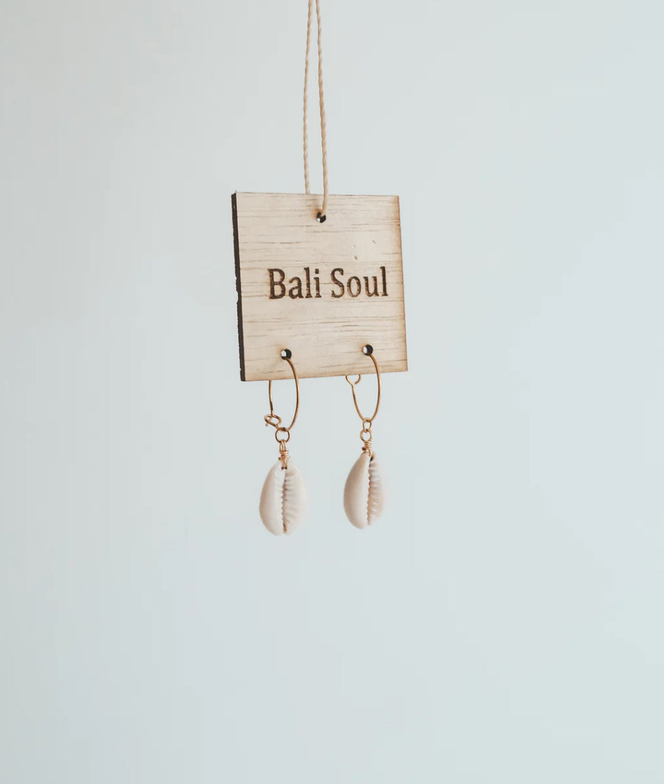 Cowrie Shell Gold Hoop Earrings
