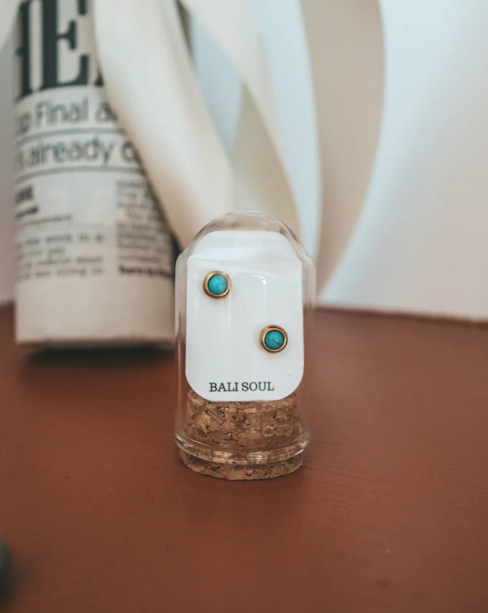 Turquoise Stone Gold Studs