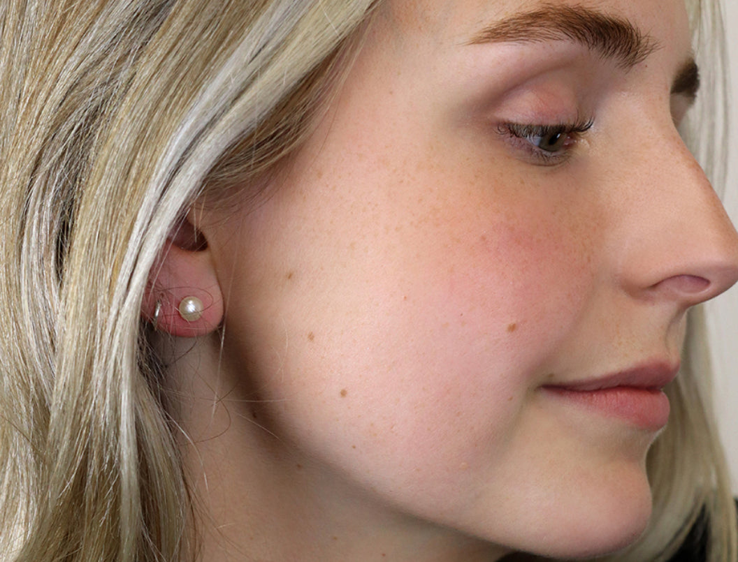 Silver Pearl Stud Earrings