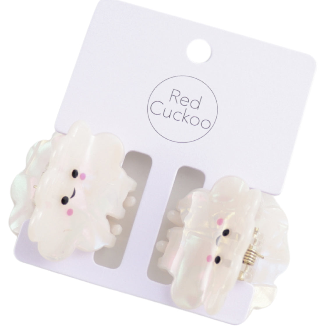 Mini Hair Claw Clips - White Clouds