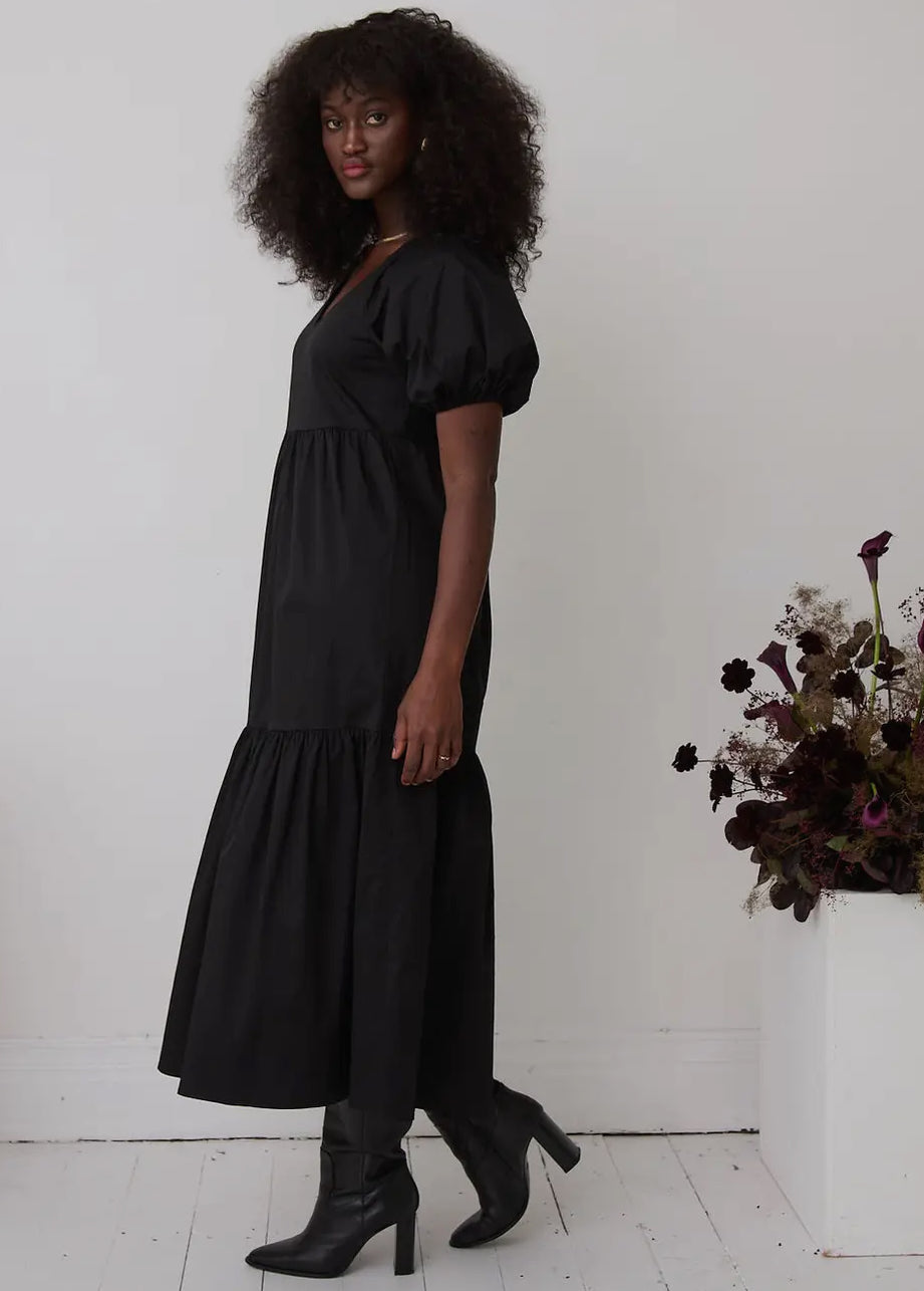Black Tiered Maxi Dress - Penny