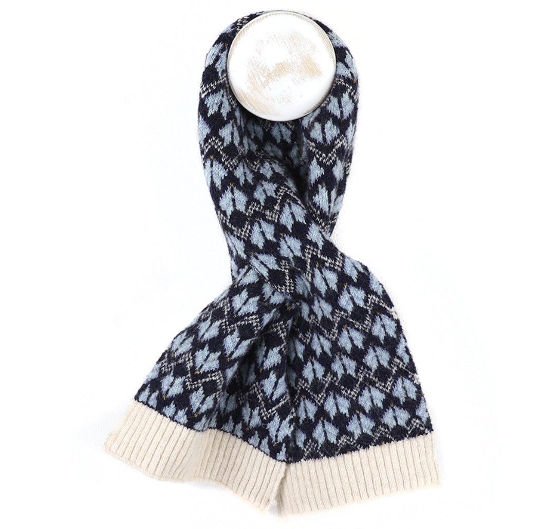 Navy & Sky Blue Patterned Pull Through Scarp