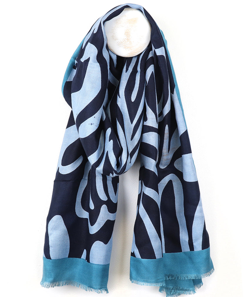 Blue Mix Swirl Abstract Scarf