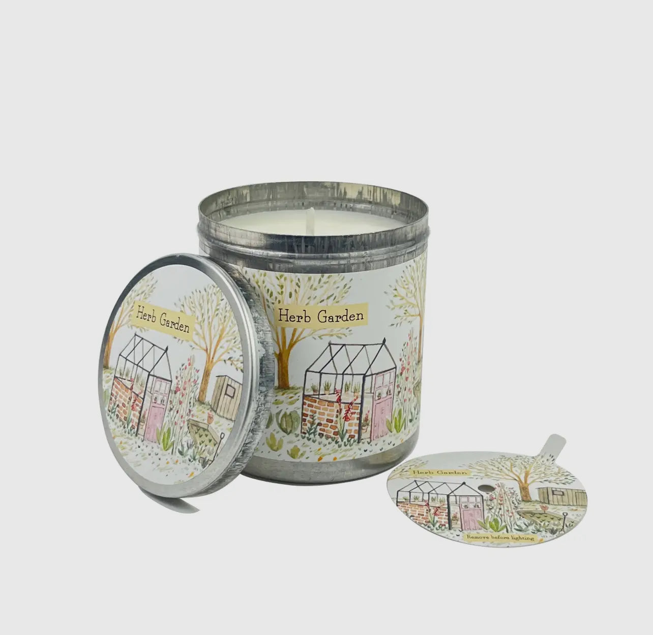 Herb Garden illustrated Tin Candle - 200ml