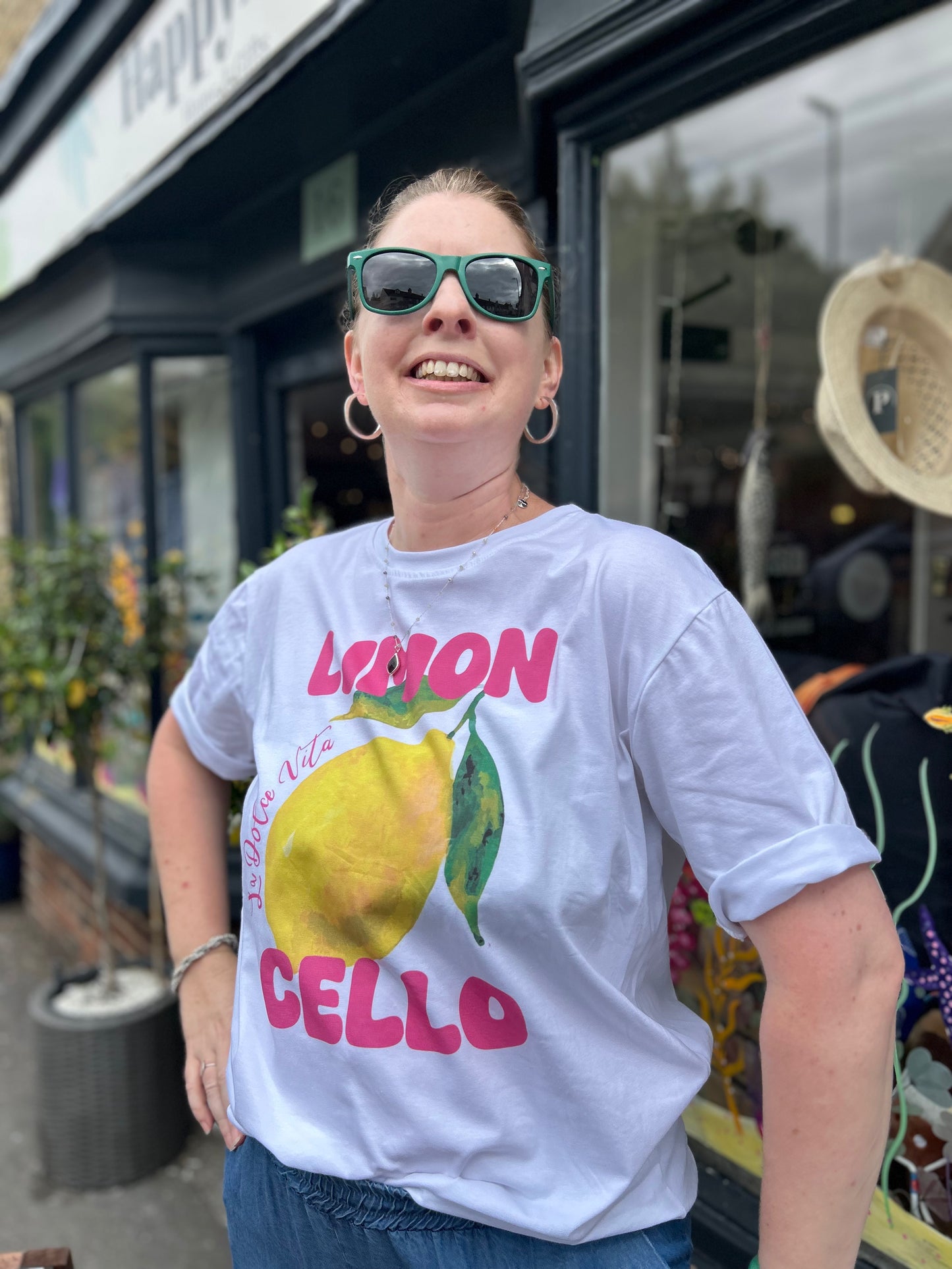 Limoncello Fun Oversized White Graphic Print T-shirt