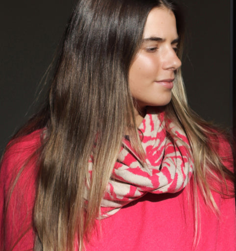 Raspberry mix recycled blend animal stripe snood