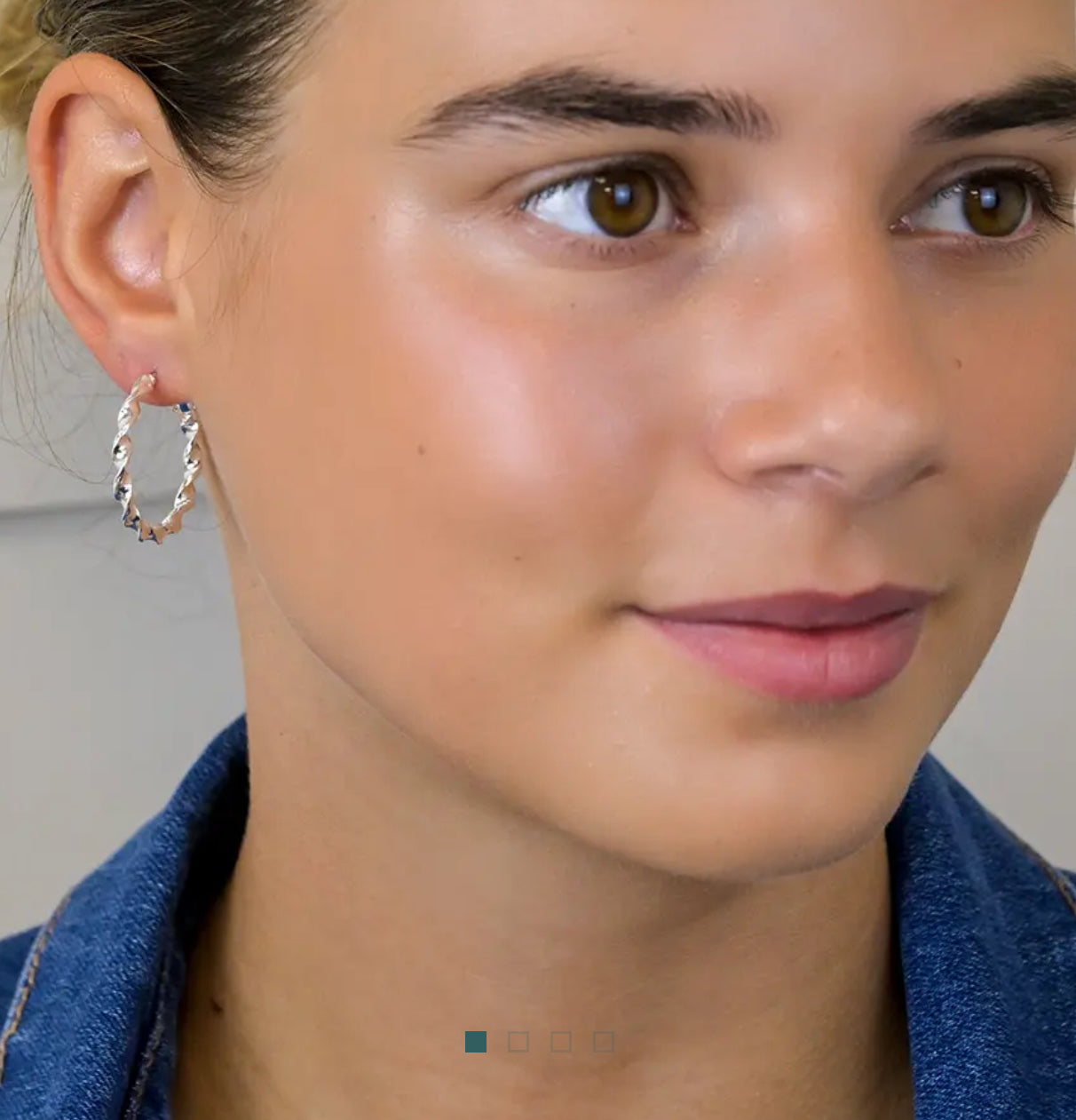 Silver Plates Modern Twisted Hoop Earrings