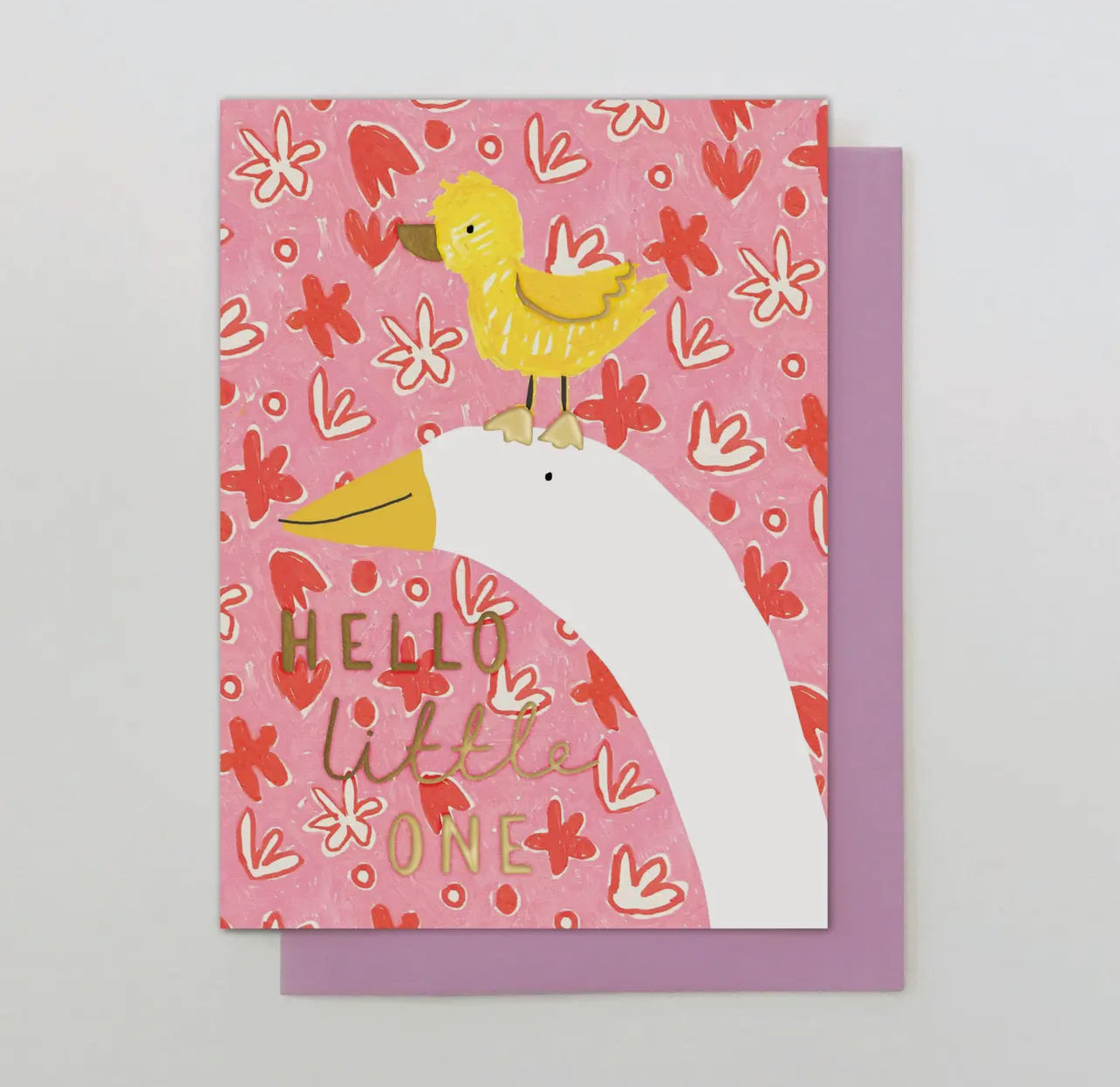Pink Hello Little One - New Baby Card