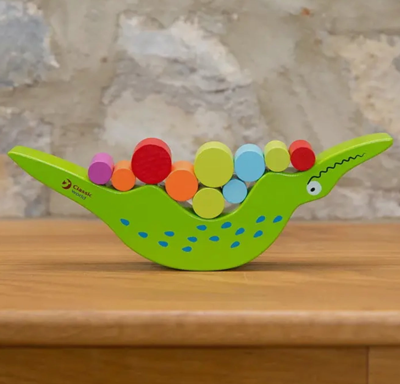Natural Wood Crocodile Balancing Toy