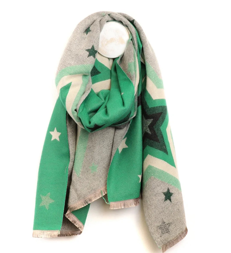 Green & Grey Star Scarf