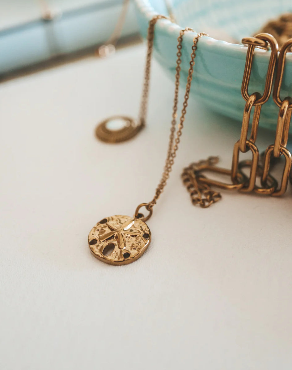 Sand Dollar Charm Gold Necklace