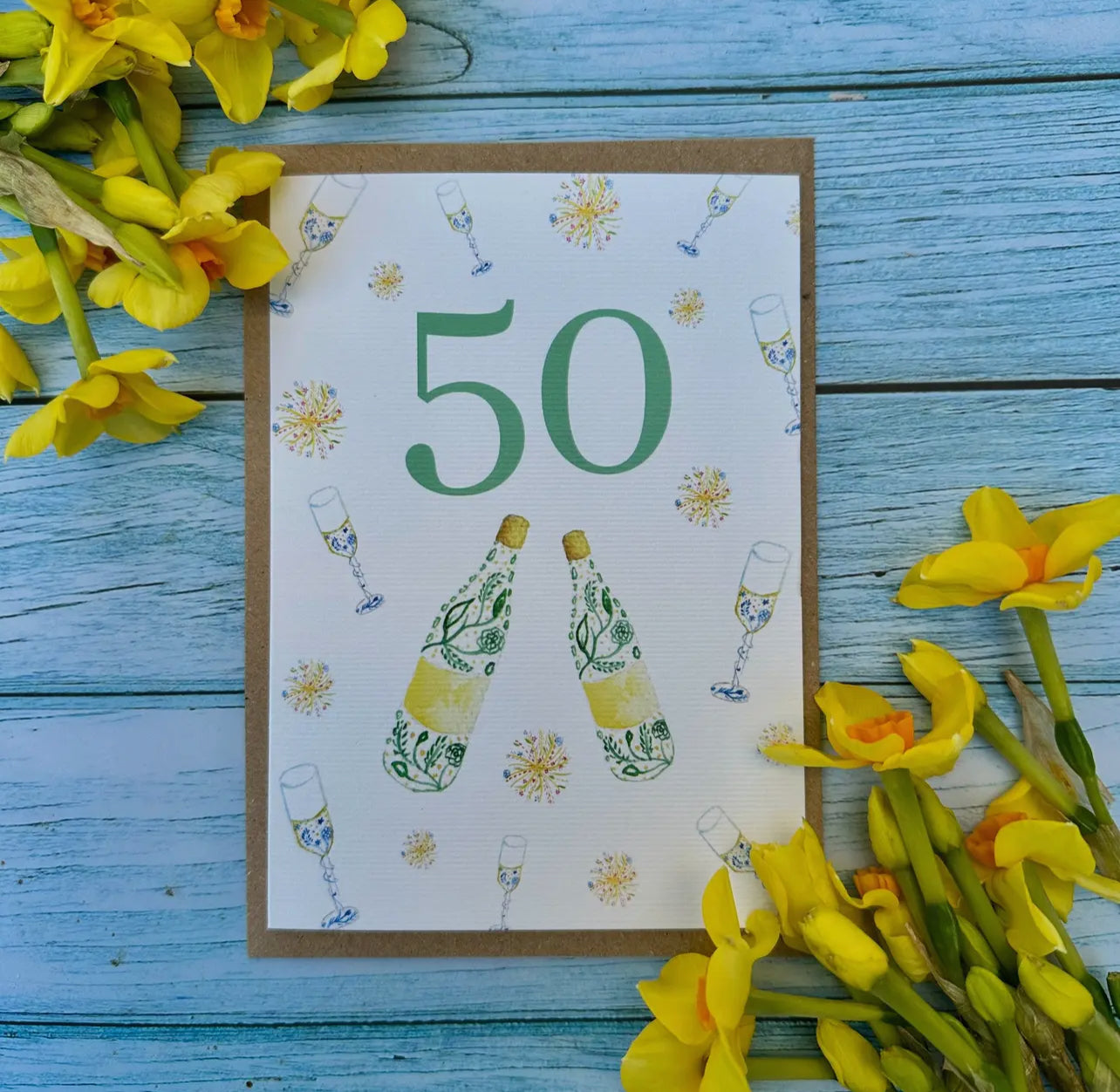 50th Birthday Celebration Card - Eco artist designed and made in UK