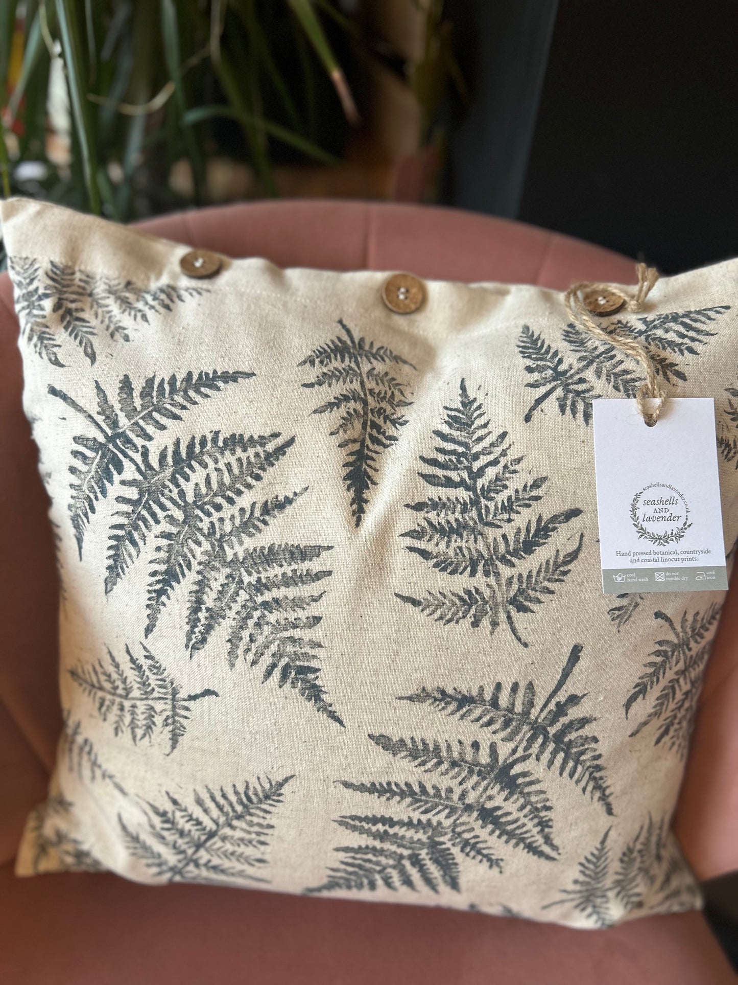 Cream Fern Leaf Cushion - Local Hand Crafted