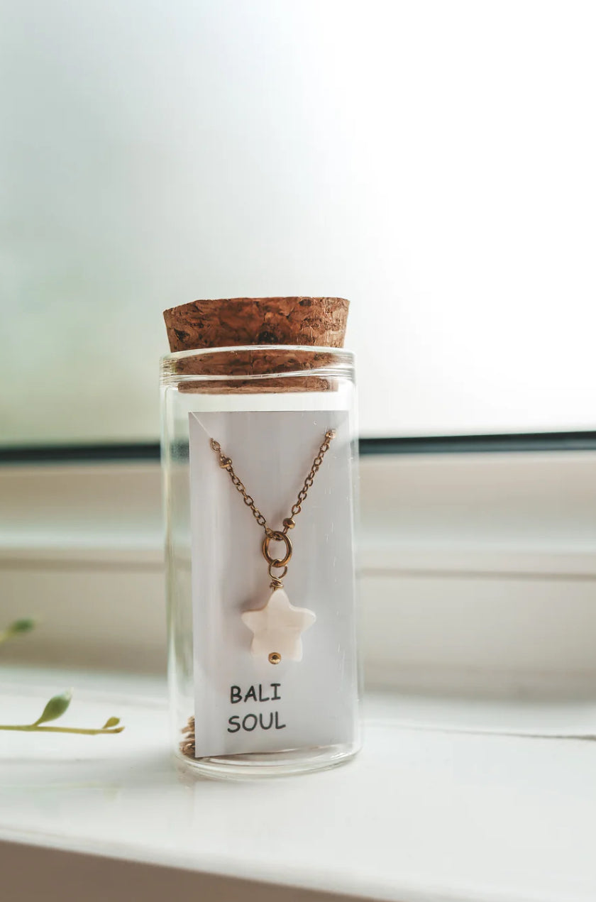 Bali Mother of Pearl star gold Necklace