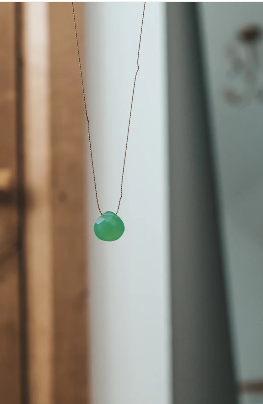 Prehnite Stone SilkCord Necklace