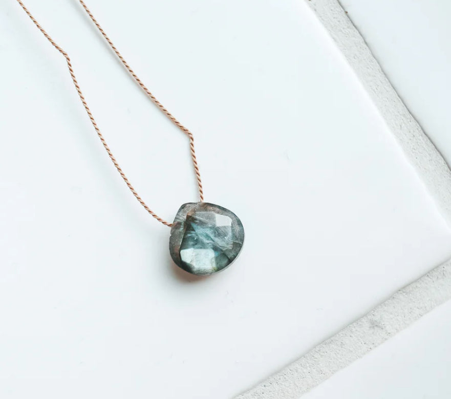 Labradorite Stone Fine Silk Cord Necklace