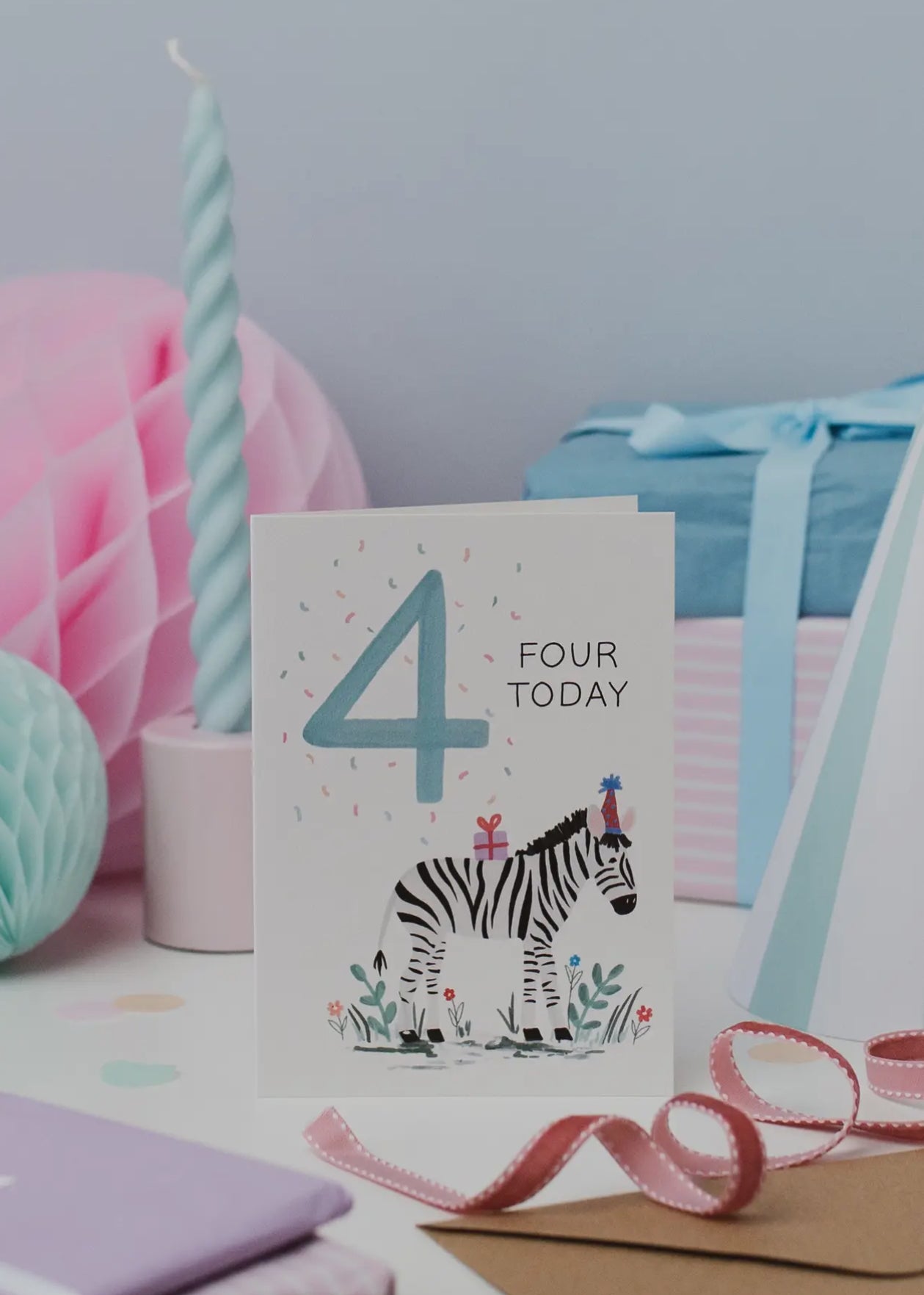 4th Birthday - Children’s Zebra Card