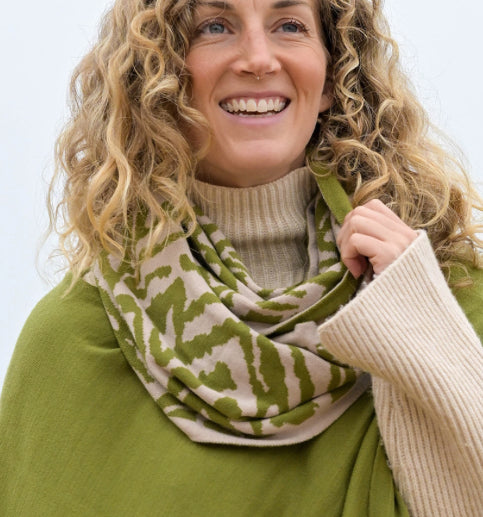 Green Animal Print Snood Scarf