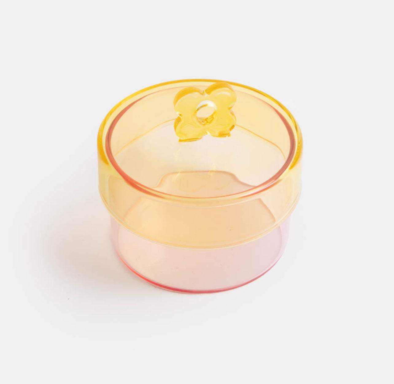Pink & Yellow Flower Glass Storage Jar