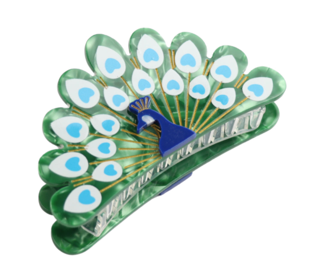Peacock Hair Claw Clip