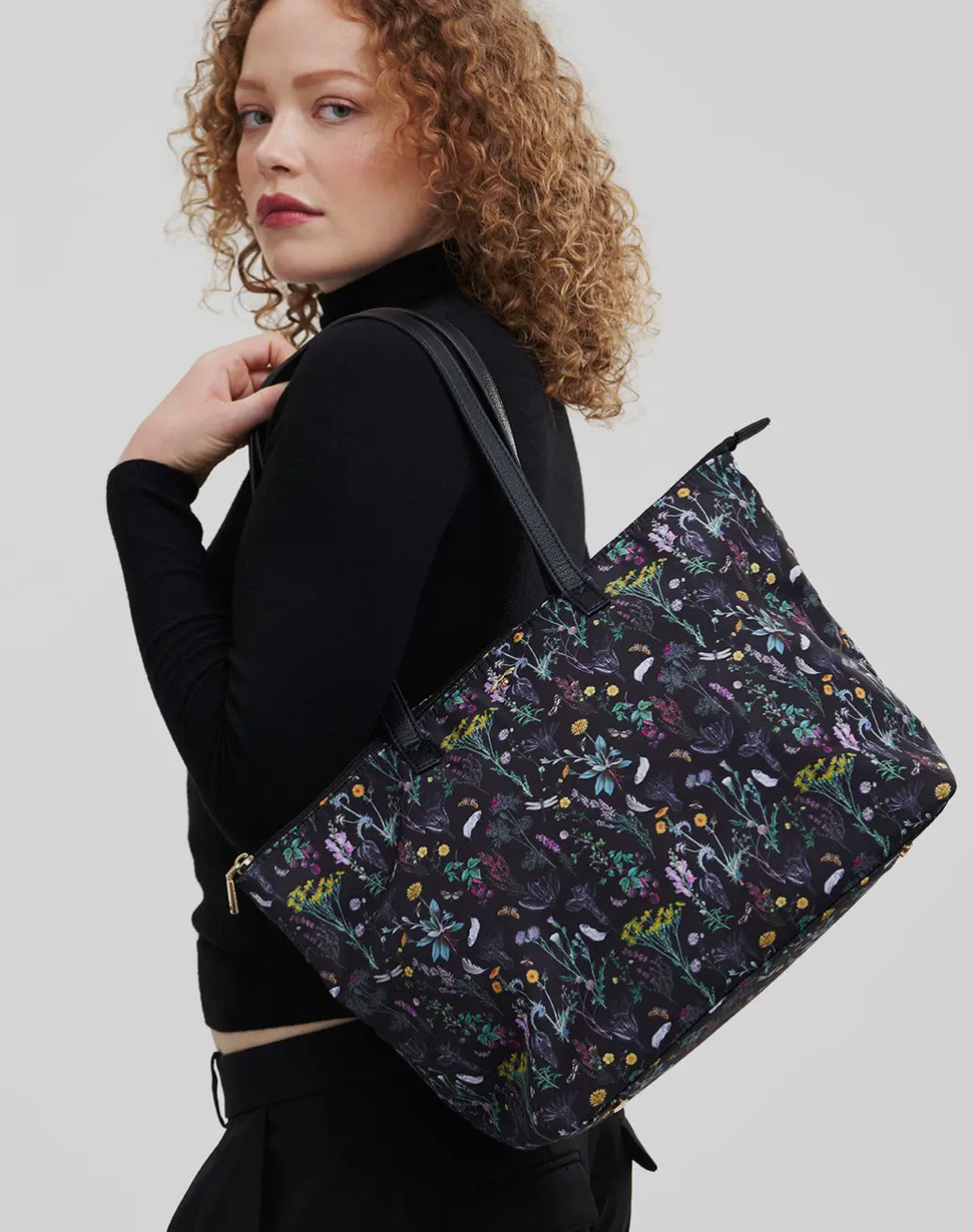 Large Flower Print Tote - Fable England Zip Bag