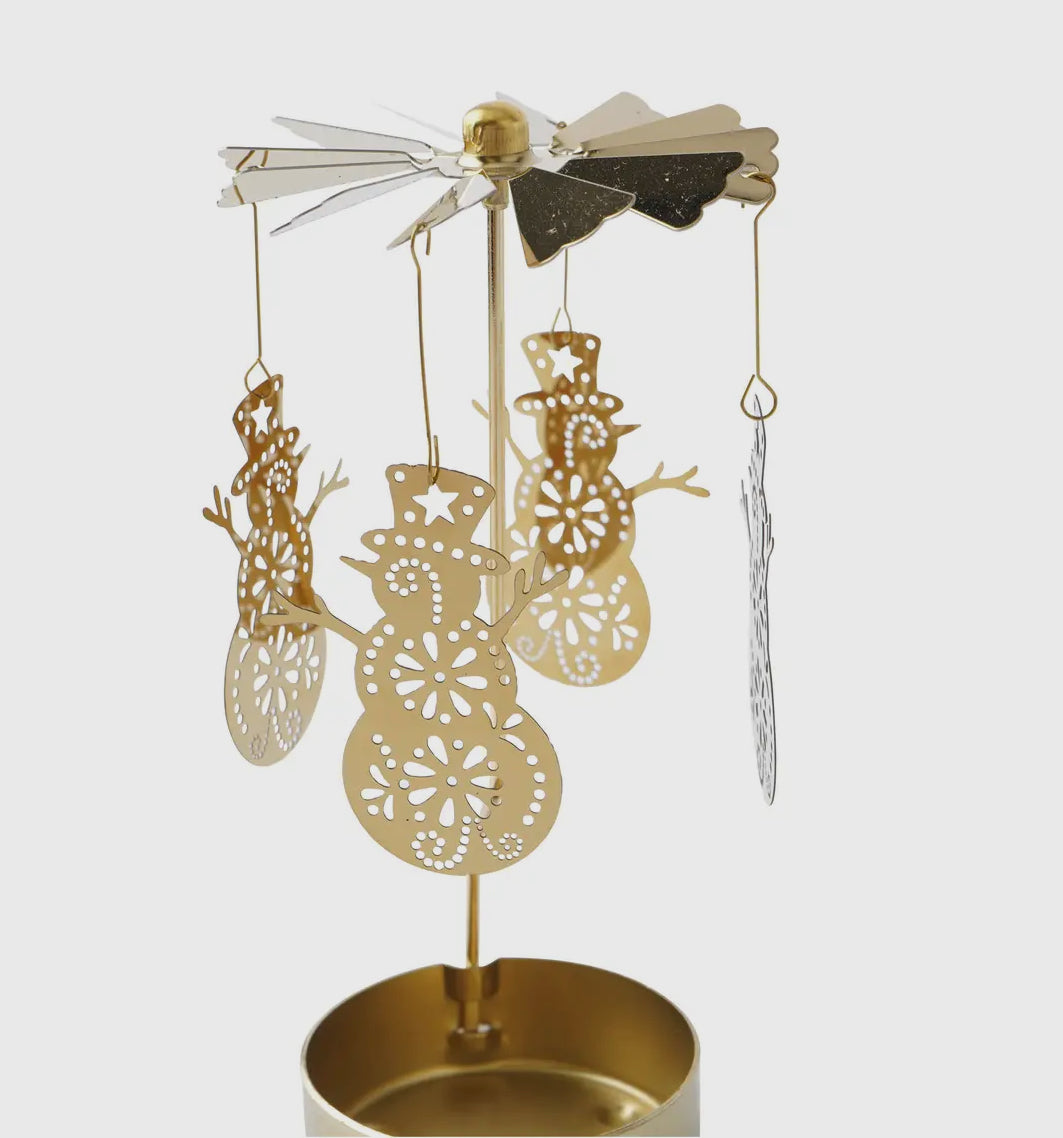 Gold Snowman TEALIGHT Spinner