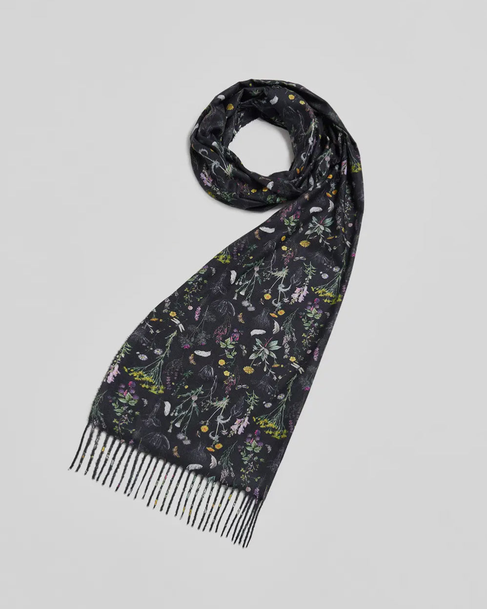 Black Flower Print Scarf - Wilderness Design by Fable England