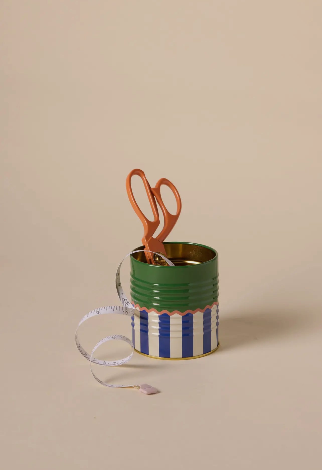 Striped Metal Storage Tin
