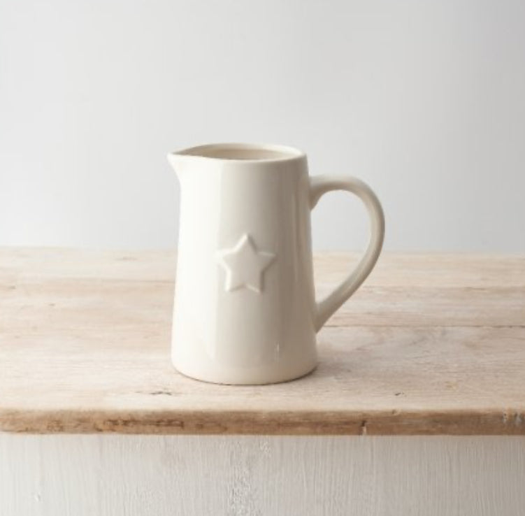 White Ceramic Jug - With Star 16cm