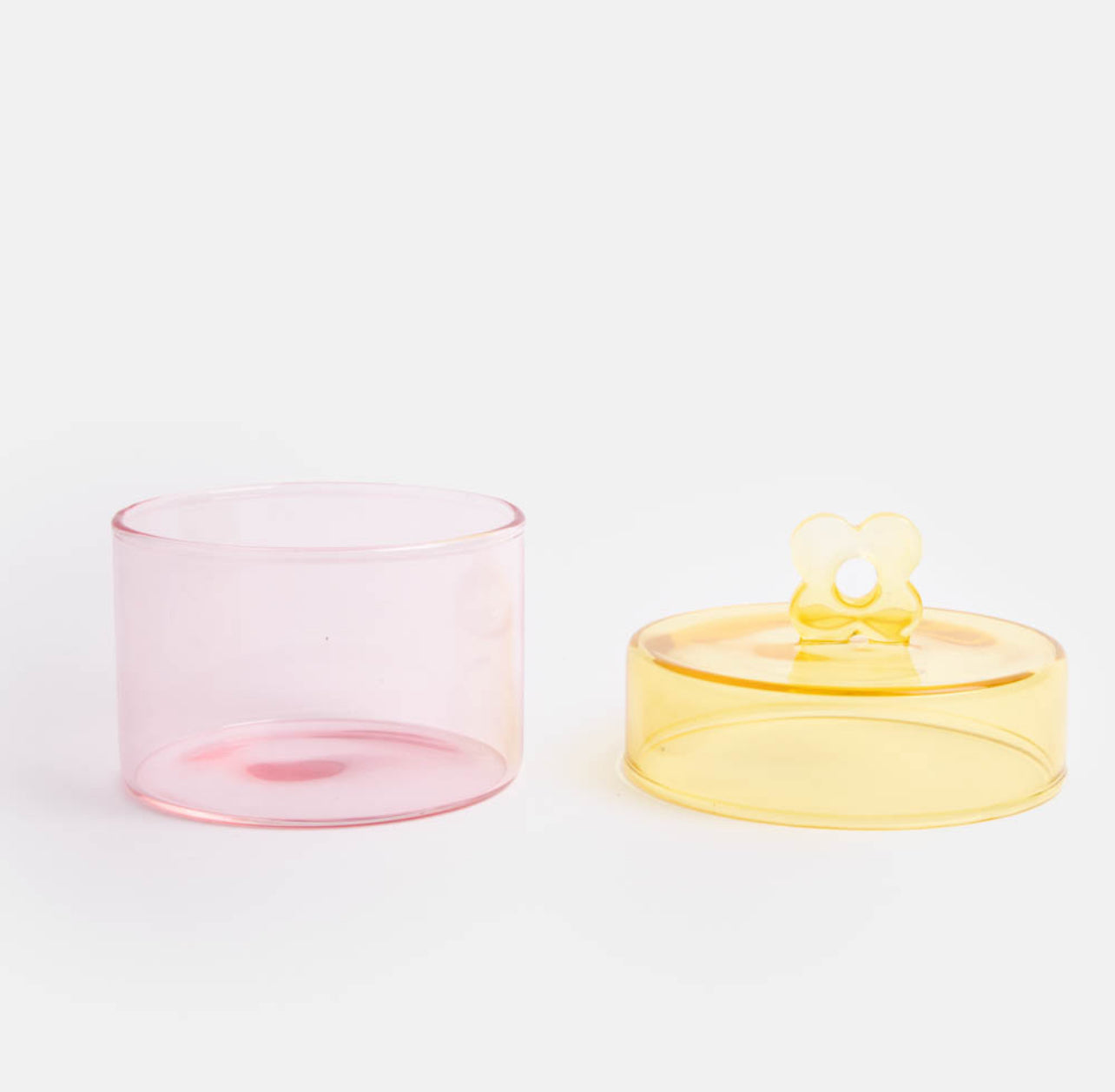 Pink & Yellow Flower Glass Storage Jar