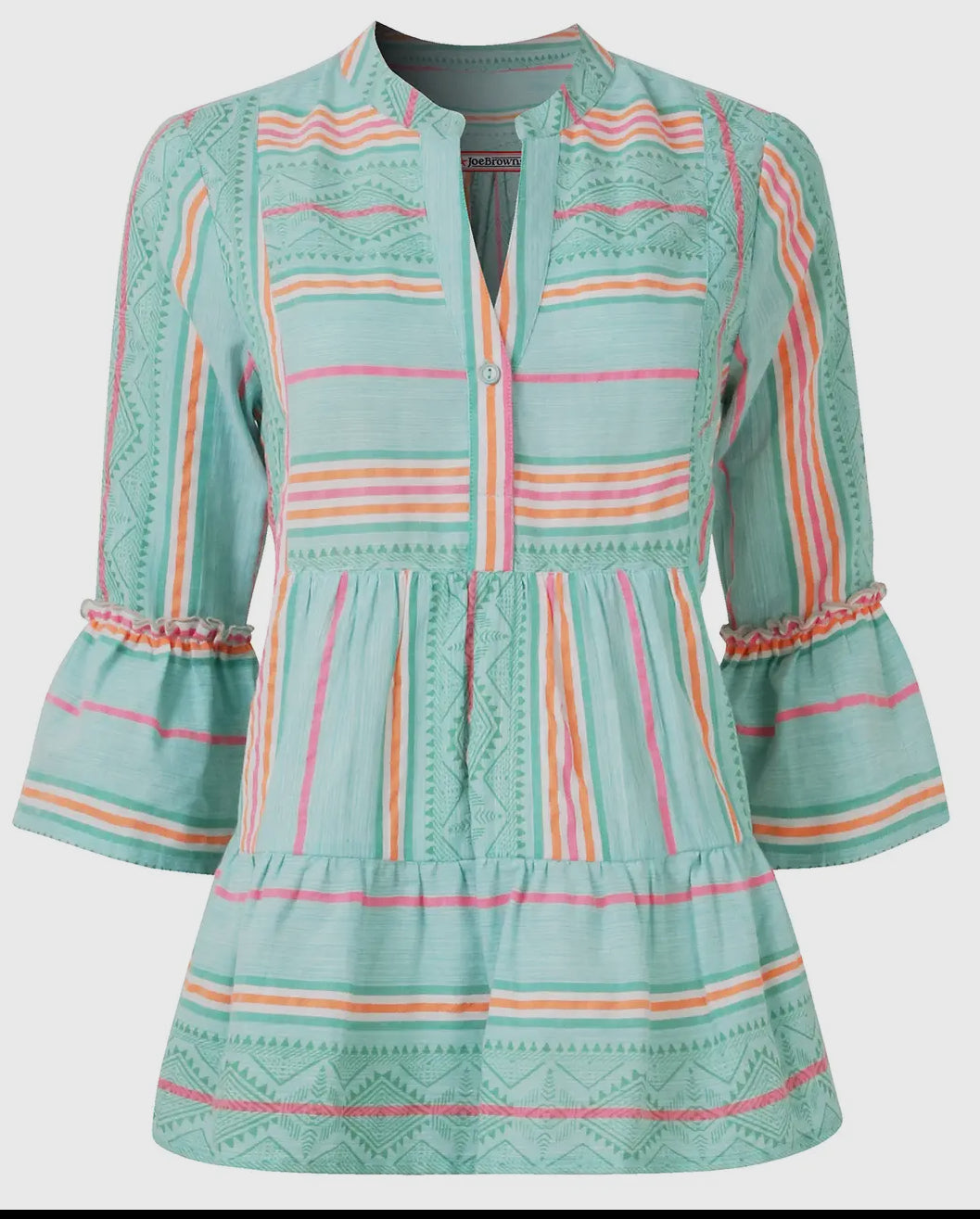 Summer Breeze Stripe Cotton Shirt in Green & Neon Stripes