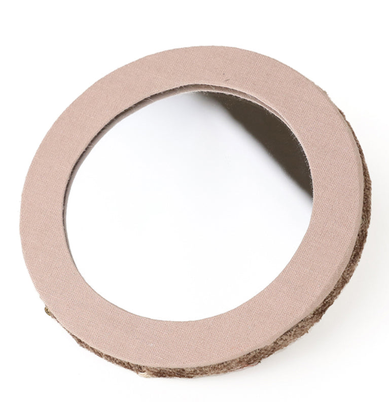 Fawn embroidered pheasant velvet compact mirror