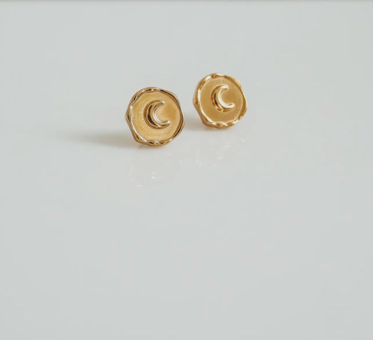 Bulan Crescent Moon Gold Stud Earrings