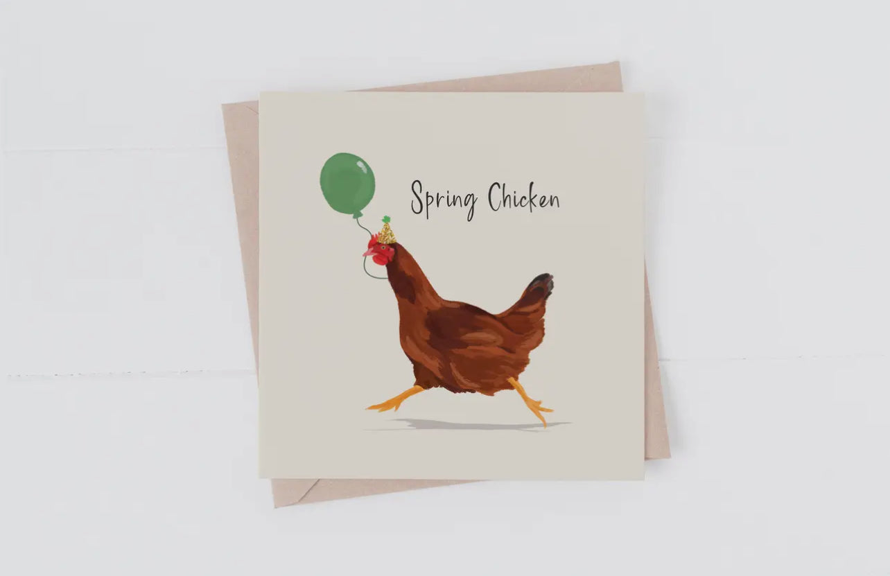 Spring Chicken Birthday Card