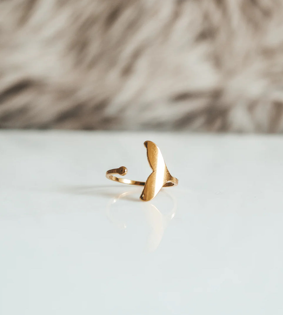 Whale Tail Adjustable Gold Ring