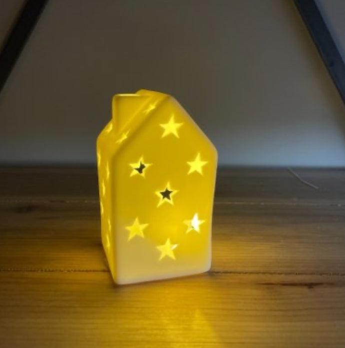 Small led starry ceramic house - 9.3cm