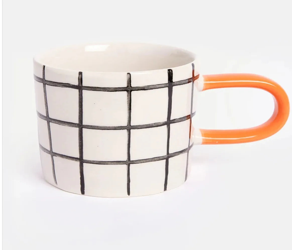 Caroline Gardner Mono Grid Check Mug