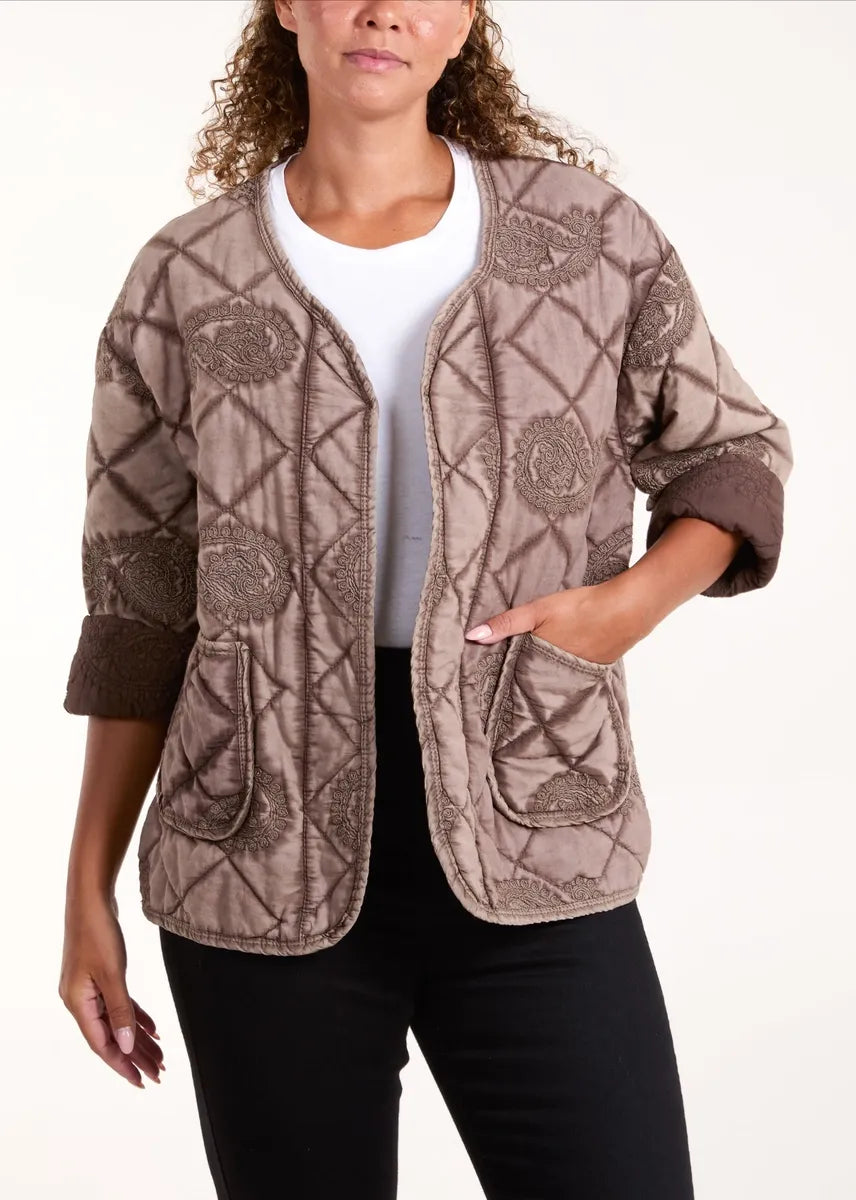 Paisley quilted jacket - mocha - 10 - 16