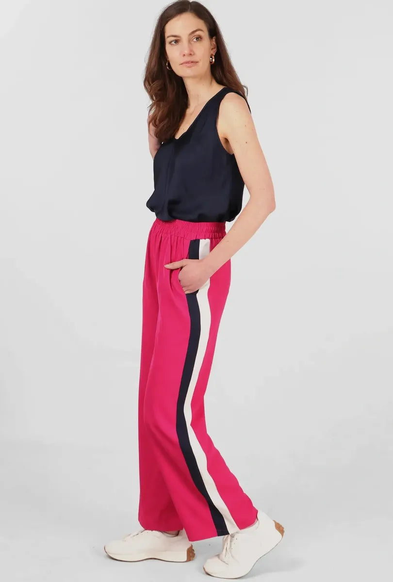 Pink Wide Leg Trouser - with side stripe.
