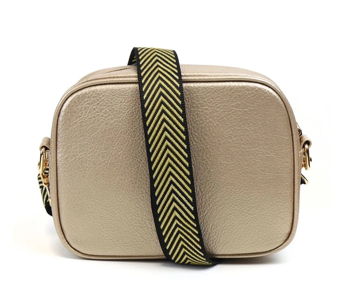 Gold Vegan Leather Camera Bag