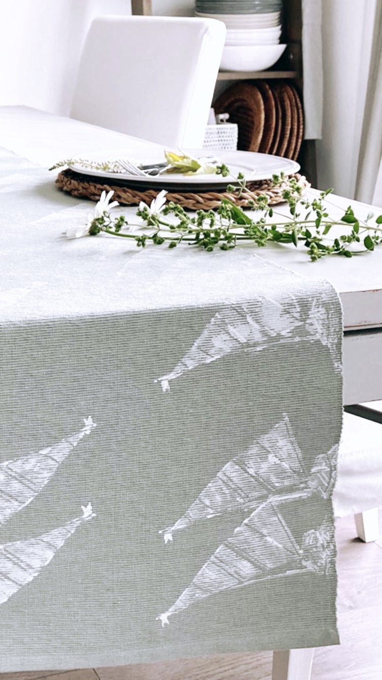 Seashells & Lavender Boat Table runner - 219cm x 36cm - local handcrafted nautical design